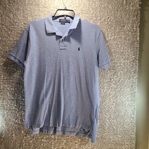 Polo Ralph Lauren Classic Fit Mens Solid Polo Shirt Cotton Blue Large